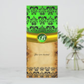 Invitation DAMASK GEMME PIERRE MONOGRAMME ,parchemin marron (Debout devant)