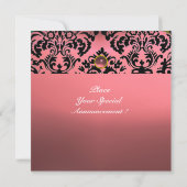 Invitation DAMASK GEMME PIERRE MONOGRAMME rose (Dos)