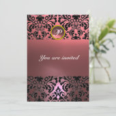 Invitation DAMASK GEMME PIERRE MONOGRAMME rose (Debout devant)