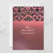 Invitation DAMASK GEMME PIERRE MONOGRAMME rose (Dos)
