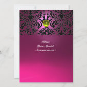 Invitation DAMASK GEMME PIERRE MONOGRAMME rose jaune (Dos)