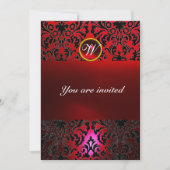 Invitation DAMASK GEMME PIERRE MONOGRAMME rouge burgundy (Devant)
