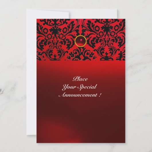 Invitation DAMASK GEMME PIERRE MONOGRAMME rouge burgundy (Dos)