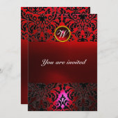 Invitation DAMASK GEMME PIERRE MONOGRAMME rouge burgundy (Devant / Derrière)