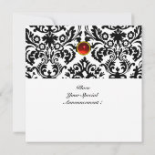 Invitation DAMASK GEMME PIERRE MONOGRAMME rouge rubis blanc (Dos)
