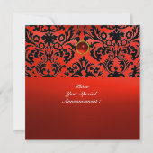Invitation DAMASK GEMME PIERRE MONOGRAMME rouge rubis glace (Dos)