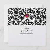 Invitation DAMASK GEMME PIERRE MONOGRAMME rubis glace rose (Dos)