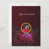 Invitation DAMASK GEMME PIERRE MONOGRAMME rubis rouge burgund (Devant)
