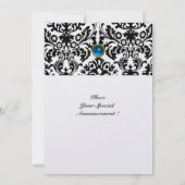 Invitation DAMASK GEMME PIERRE MONOGRAMME saphir bleu glace (Dos)
