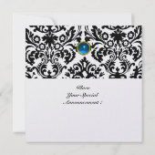 Invitation DAMASK GEMME PIERRE MONOGRAMME saphir bleu glace (Dos)