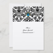 Invitation DAMASK GEMME PIERRE MONOGRAMME saphir bleu or (Dos)