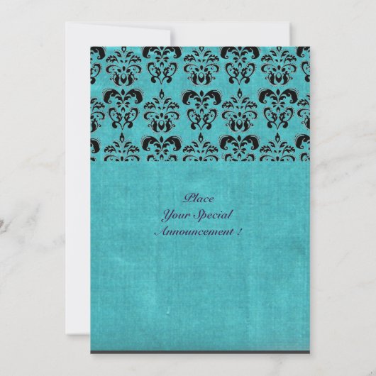 Invitation DAMASK GEMME PIERRE MONOGRAMME soie bleu noir blan (Dos)
