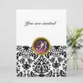 Invitation DAMASK GEMME PIERRE MONOGRAMME tacheté de pourpre (Debout devant)
