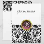Invitation DAMASK GEMME PIERRE MONOGRAMME tacheté de pourpre (Devant / Derrière)