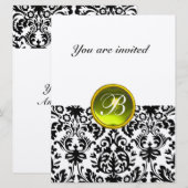 Invitation DAMASK GEMME PIERRE MONOGRAMME tacheté jaune (Devant / Derrière)
