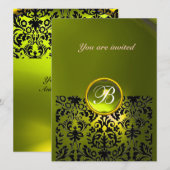 Invitation DAMASK GEMME PIERRE MONOGRAMME topaze jaune (Devant / Derrière)