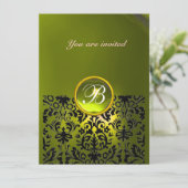 Invitation DAMASK GEMME PIERRE MONOGRAMME topaze jaune (Debout devant)