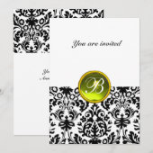Invitation DAMASK GEMME PIERRE MONOGRAMME topaze jaune blanc (Devant / Derrière)