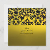 Invitation DAMASK GEMME PIERRE MONOGRAMME topaze jaune foncé (Dos)
