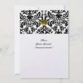 Invitation DAMASK GEMME PIERRE MONOGRAMME topaze jaune glace (Dos)