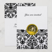 Invitation DAMASK GEMME PIERRE MONOGRAMME topaze jaune glace (Devant / Derrière)