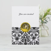 Invitation DAMASK GEMME PIERRE MONOGRAMME topaze jaune glace (Debout devant)