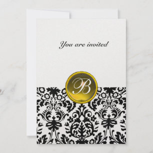 Invitation DAMASK GEMME PIERRE MONOGRAMME topaze jaune glace
