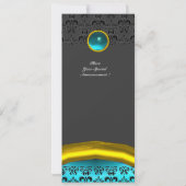 Invitation DAMASK GEMME PIERRE MONOGRAMME , turquoise bleu (Dos)