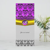 Invitation DAMASK GEMME PIERRE MONOGRAMME violet pourpre (Debout devant)