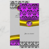 Invitation DAMASK GEMME PIERRE MONOGRAMME violet pourpre (Devant / Derrière)