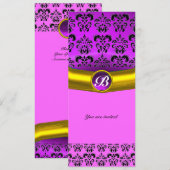 Invitation DAMASK GEMME PIERRE MONOGRAMME violet pourpre (Devant / Derrière)