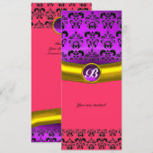 Invitation DAMASK GEMME PIERRE MONOGRAMME violet pourpre (Devant / Derrière)