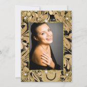 Invitation Damask Gold Beige Pearl Photo Anniversaire (Dos)