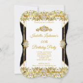 Invitation Damask Gold Black White Diamond Anniversaire (Devant)