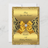 Invitation Damask Gold Bronze Diamond Black Anniversaire Part (Devant)