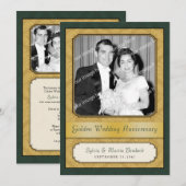 Invitation Damask Golden (50e) Anniversaire Party (Devant / Derrière)