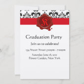 Invitation DAMASK GRADUTY PARTY Red Wax Seal Monogramme (Dos)