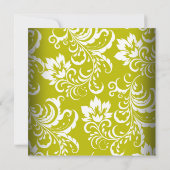 Invitation Damask Green Avocado Blanc Anniversaire Party Gold (Dos)