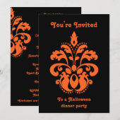 Invitation Damask Halloween (Devant / Derrière)