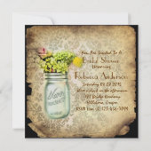 Invitation damask mason bocal douche mariage (Dos)