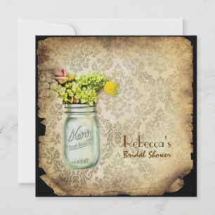 Invitation damask mason bocal douche mariage