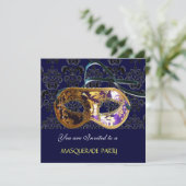 Invitation DAMASK MASQUERADE PARTI bleu (Debout devant)