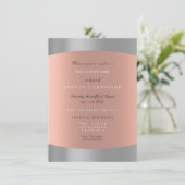 Invitation Damask Minimal Rose Gold Élégant Royal (Debout devant)