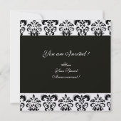 Invitation DAMASK MONOGRAMME noir et blanc métallisé Ice (Dos)