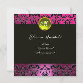 Invitation DAMASK MONOGRAMME NOIR ROSE, topaze jaune (Dos)
