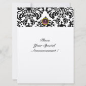 Invitation DAMASK MONOGRAMME PIERRE GEMME tachetée de violet (Dos)
