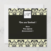 Invitation DAMASK MONOGRAS, noir et blanc, or métallique (Dos)