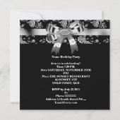Invitation Damask Noir Blanc Bijou Arc Argent 40ème (Dos)