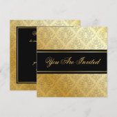 Invitation Damask Or et Noir (Devant / Derrière)