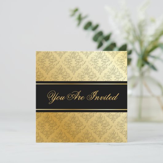 Invitation Damask Or et Noir (Debout devant)